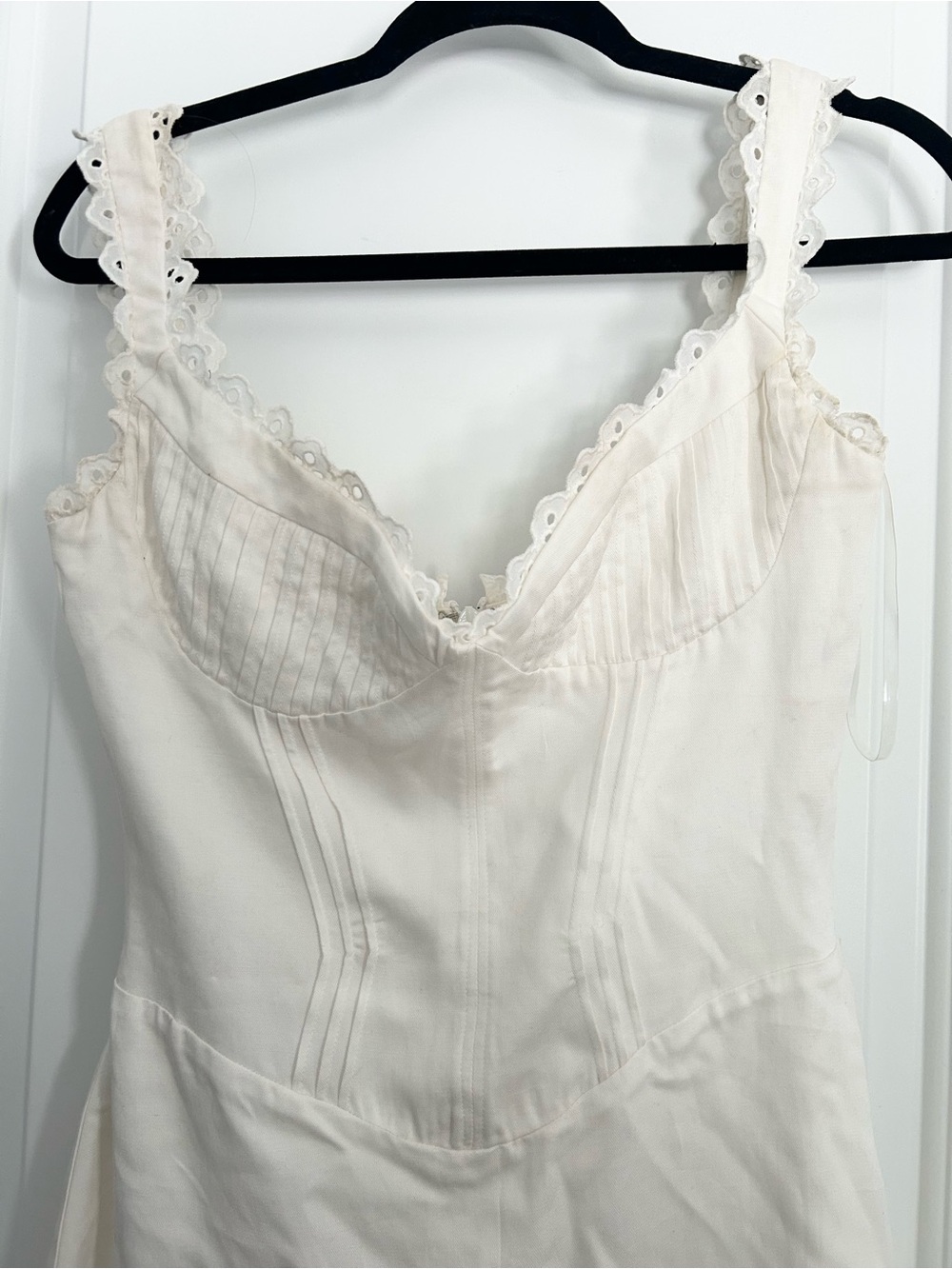 House of CB Tilly Dress White Pin Tuck Mini Linen Dress - Picture 3 of 5